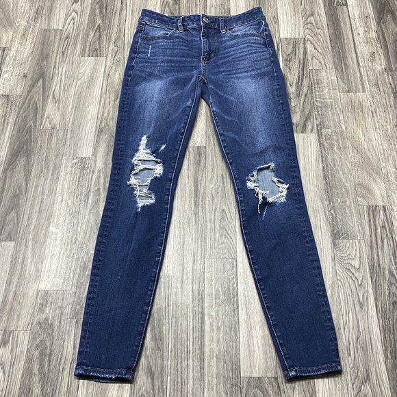 AMERICAN EAGLE Level Stretch Hi Rise Jegging Blue Denim Jeans Women's Size 2 R - Picture 2 of 12